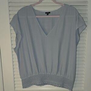 Express Women's V-Neck Blouse in Soft Blue